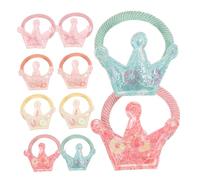 COMPUKAS Dog Hair Accessories Set 10pcs Sparkly Crown Dog Hair Ties Cute Elastic Puppy Headbands Pet Grooming Supplies