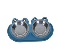 COMPUKAS Double Cat Feeding Bowl Ant-proof Stainless Steel Bowls Small Pet Food and Water Feeder for Kittens and Small Dogs