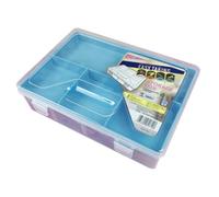 COMPUKAS Double Deck Pencil Case Large Capacity Blue Plastic Stationery | Multifunctional Organiser for Art Tools, Lightweight Portable Build, Drop Protection and Neat Desk Storage