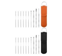 COMPUKAS Earwax Cleaning Kit Spiral and Massage Spoon Heads Featuring, and 2 Sets Stainless Steel with Double Head Design Portable and Lightweight Lightweight Earwax Remover Tool for Safe