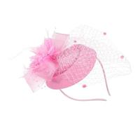 COMPUKAS Elegant Mesh Plume Fascinator Headband with Small Top Hat Design Romantic Wedding Party Hair Clip for Women Vintage Style Veil Accessory for Banquets and Events