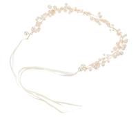 COMPUKAS Elegant Pearl Hair Vine Headband for Women Gold Wire Bridal Hair Jewelry with Shine Lightweight Comfortable Fit for Weddings Proms and Special Events
