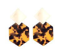 COMPUKAS Exaggerated Leopard Print Geometry Earrings for Women Unique Hexagonal Dangle Jewelry for Casual Formal Occasions Lightweight and Durable Ear Accessories