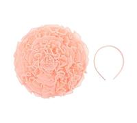 COMPUKAS Flower Lightweight Women Pink Fascinator Pearl Large with Hat Rim, Polyester Material, Elegant Pleated Design, Comfortable Fit for Tea Party, Wedding, Church and Cosplay