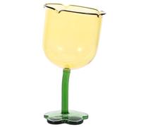 COMPUKAS Flower Shaped Glass Wine Goblet 250ml Lightweight Multipurpose Cup for Anniversaries and Homes, Elegant Yellow Reusable Wine Goblets for Party Drinks