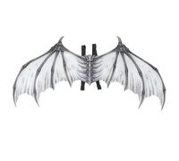 COMPUKAS Foldable Black and White Non-woven Devil Bone Wings Costume for Halloween and Masquerade, Creative and Lifelike Party Accessory Suitable for Adults