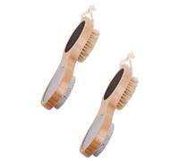 COMPUKAS Foot Care Callus Remover Easy to Keep and Not Easy to Deform 2pcs Double-Sided with Bamboo, Pumice, Bristle and Steel File Random Color for Dead Skin Removal and Pedicure