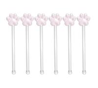 COMPUKAS Glass Cat Stirring Rods Comfortable Hand Feeling Swizzle Sticks 6pcs Easy to Clean Glass Drink Muddlers Random Color for Coffee and Mixed Cocktails