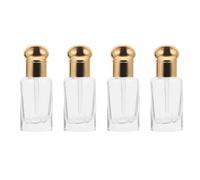 COMPUKAS Glass Essential Oil Dropper Bottles with Metallic Cap 12ml 4pcs Refillable Mini Fragrance Containers and Reusable, for Travel and Toiletries