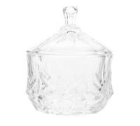 COMPUKAS Glass Five-leaf Clover Storage Jar with Lid, Small White Candy Container and Decorative Jewelry Case for Home and Party Use