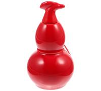 COMPUKAS Gourd Shaped Ceramic Tea Canister with Lid for Home and Travel, Sealed Powder Storage Jar, Easy to Clean without Burr, Red Multi-function Kitchen Container
