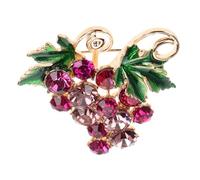 COMPUKAS Grape Rhinestone Brooch Pin Fruit Enamel Lapel Pin Scarf Clip for Women Christmas Dress Accessory Wine Red Crystal Style