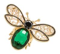 COMPUKAS Green Crystal Bee Lapel Pin for Women and Men, Stylish Alloy and Rhinestone Brooch, Versatile Accessory for Clothes, Hats, Scarves, Unique and Trendy Design