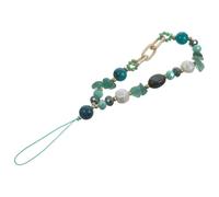 COMPUKAS Green Stone Crystal Beaded Phone Chain Wrist Strap | Ccb Aluminium Details, Lightweight Wear-resistant Build, Travel and Office Use for Mp3 Player or Key Ring
