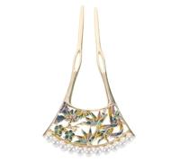 COMPUKAS Hair Fork Chinese: Women U-shaped Fan Design Chinese Hairpins - Classical Hair Sticks With Artificial Pearls For Hanfu Qipao Elegant Hairstyles