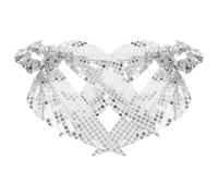 COMPUKAS Hair Scrunchies for Firm Hold Silver Sequin 2pcs with Bowknot Fabric Hair Ties and Versatile Styling for Parties and Everyday Use