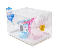 COMPUKAS Hamster Cage Kit Lightweight and Easy to Move Made of Acrylic and Plastic Drawer Stylish Design Compact Cage Random Color for Pet Hamster Breeding and Feeding