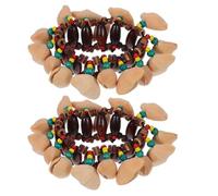 COMPUKAS Handbell Percussion Instrument Nut Shell 2pcs Wrist Bells Bracelet Nice Sound African Tribal Style Wooden Creative for Party and Dance Party