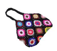 COMPUKAS Handmade Crochet Shoulder Bag Large Capacity Tote for Women Summer Beach Shopping Party Date Accessory Black Hand-woven Stylish Crossbody Alternative