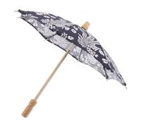 COMPUKAS Handmade Painted Chinese Retro Umbrella Parasol Classic Floral Fabric Dance Prop for Wedding Photography Cosplay Lightweight Traditional Oriental Parasol for Performance and