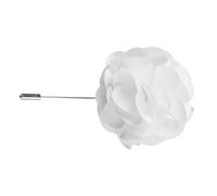 COMPUKAS Handmade White Satin Flower Brooch for Men Lapel Pin Tie Fixed Feature, Sturdy Satin and Hard Copper Material, Elegant Suit Accessory for Formal Occasions