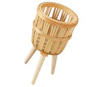 COMPUKAS Handwoven Bamboo Flower Pot Basket Plant Stand for Indoor Garden Natural Woven Planter Holder to Elevate and Protect Houseplants From Pets Rustic Decorative Storage Display for