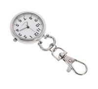 COMPUKAS Large Dial Quartz Pocket Watch for Elderly Big Numbers Stainless Steel Small Nurse Pocket Watch Key Buckle Student and Doctor for Exams