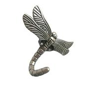 COMPUKAS Large Dragonfly Animal Coat Hook Wall Mounted Iron Hat Key Rack Vintage Antique Silver Clothes Hanger for Door Bedroom Towel Bag Storage