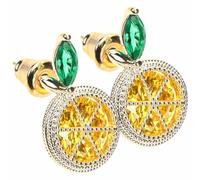 COMPUKAS Lemon Slice Drop Earrings Fruit Studs Rhinestones, Sweet Bohemian Summer Jewelry for Women, Lightweight Cartilage Earring Pair