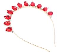 COMPUKAS Lightweight Red Rhinestone Party Headband, Decorative Metal Hairband Not Easily Deformed, for Carnivals and Stage Performances