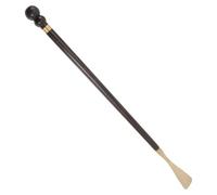 COMPUKAS Long Handled Shoe Horn for Men Women Elderly Wood with Copper Tip Smooth Auxiliary Shoe Lifter for Easy Wear Reducing Back and Knee Strain Red