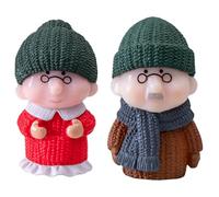 COMPUKAS Loving Elderly Couple Figurine Set 2pcs Plastic Anniversary Decoration with Excellent Workmanship for Home Shelf Display Or Father's Day