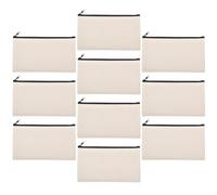COMPUKAS Makeup Bag with Zipper Practical and Convenient 10pcs Beige Canvas Pencil Case for DIY Heat Transfer Suitable for Travel and Sublimation Projects