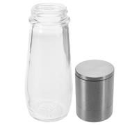 COMPUKAS Manual Pepper Grinder Salt Mill, 100ml Silver Stainless Steel Glass Abs, Hand Crank Adjustable Coarseness Spice Grinding Tool for Kitchen, BBQ, Picnic