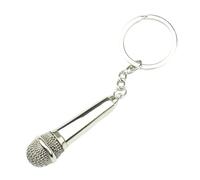 COMPUKAS Metal Microphone Keychain Pendant Chic Music Themed Bag Key Ring Accessory for Women Stylish Metal Keyrings Charm for Handicrafts and
