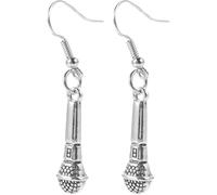 COMPUKAS Microphone Dangle Earrings for Women Small Decorative Music Lover Statement Jewelry Drop Earrings Creative Microphone Studs for Ktv Fans and Band Singers