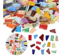 COMPUKAS Mixed Glass Mosaic Tiles with Irregular Shapes for DIY Projects and Home Decor, Smooth Surface, Versatile Glass Pieces for Creative Crafting and Stunning Appearance Random Color