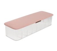 COMPUKAS Multi-grid Cable Organizer Box with Dustproof Lid Transparent Desktop Cord Storage for Power Cords Data Cables Headphones for Office Study Living Pink