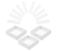 COMPUKAS Nail Art Tools Storage Box 13pcs Set with 3 White Pe Film Boxes 7x7cm and 10 Acrylic Display Strips for False Nail Organizer Manicure Storage and Display