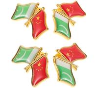 COMPUKAS National Friendship Badges Pakistan China Flag Brooches with Easy Attachment Alloy Metal 4pcs Lapel Pins for Women Suitable for Jackets and Backpacks, for Gifting and Collecting