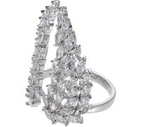 COMPUKAS Open Adjustable Rhinestone Wing Ring for Women, Full Crystal Angel Finger Statement Jewelry, Silver Tone Fashion Accessory for Teens and Ladies