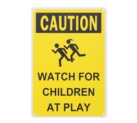 COMPUKAS Playing Attention Road Sign Metal Street Warning Sign Slow Down for School Gates and Neighborhoods Weather-resistant