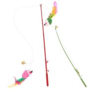 COMPUKAS Plush Cat Teasing Stick for Interactive Play and Exercise with Elastic String 2pcs Soft Cat Random Color and Pets to Chase and Have Fun