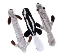 COMPUKAS Plush Pet Squirrel Raccoon Patterns 3pcs for Dogs and Cats Encouraging Healthy Chewing Habits Squeak Feature, for Play and Training