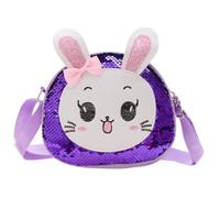 COMPUKAS Portable Purple Pu Leather Crossbody Bag with Sequin Rabbit Design, Compact and Lightweight Messenger Pouch for Leisure Walking and Shopping