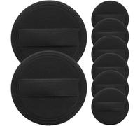 COMPUKAS Pu Leather Black Ultra-soft Crystal Velvet Thin round Powder Puff 8pcs 54x4mm for Loose and Pressed Face Makeup Cosmetics