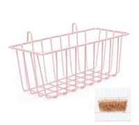 COMPUKAS Rabbit Hay Feeder Metal Hanging Rack for Caged Small Animals and Guinea Pig, Pink, 23.5Cm × 10Cm, Convenient Use
