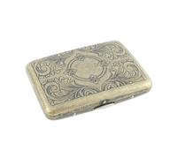 COMPUKAS Retro Bronze Cigarette Case for 20 Cigarettes, Portable Stainless Steel Smoking Storage Box with Elegant Floral Pattern, Compact Tobacco Accessory for Travel and Daily Use