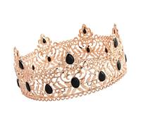 COMPUKAS Retro King Crown for Men Alloy Royal Baroque Headdress with Accent Elegant Cosplay and Fancy Dress Accessory for Halloween Wedding Prom Party Theater