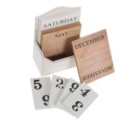 COMPUKAS Retro Wooden Block Calendar Cube Perpetual Desk Date Display for Home Office Classroom Compact Portable Natural Wood Grain Decorative Educational Management Tool